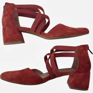 Eileen‎ Fisher Suede Juku Pump Sandals Cayenne Black Heel Size 8